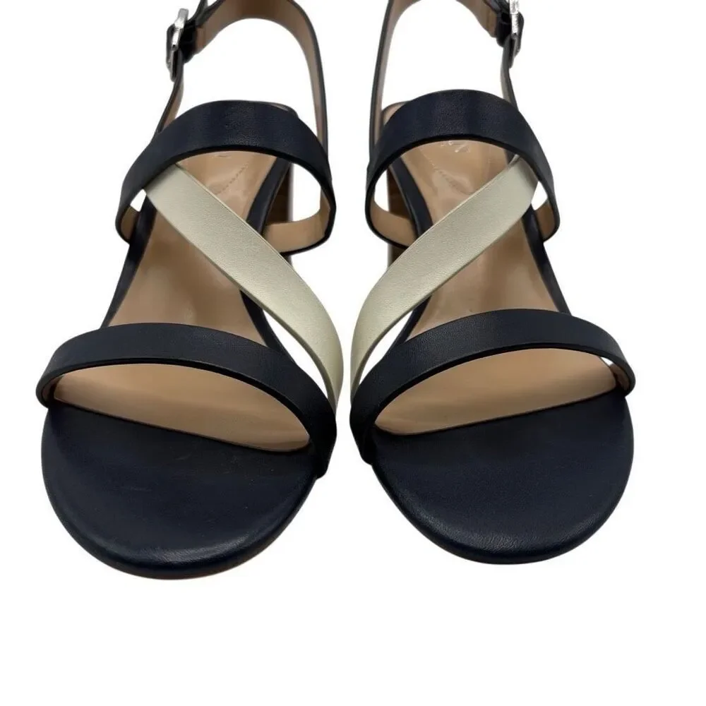 Lauren Ralph Lauren Mackensie Heeled Sandals‎ Black/Cream Size 9B NEW NWOT